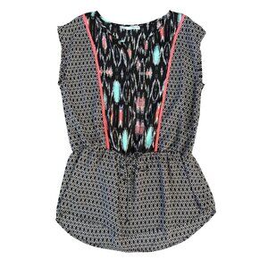 Maurices Women’s Multicolored Sleeveless Top size M Elastic Waist Semi-Sheer